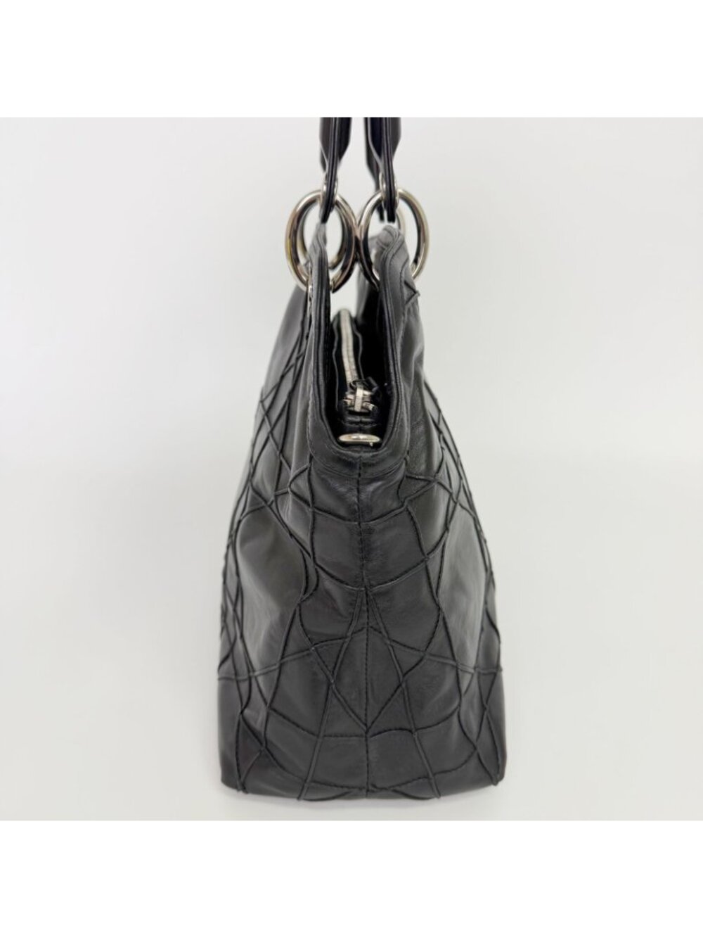 Dior Lady Cannage Large Shoulder Bag Leather Black Vintage - Picture 6 of 16